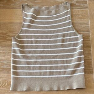 Banana Republic Beige and White Striped sweater Tank Top